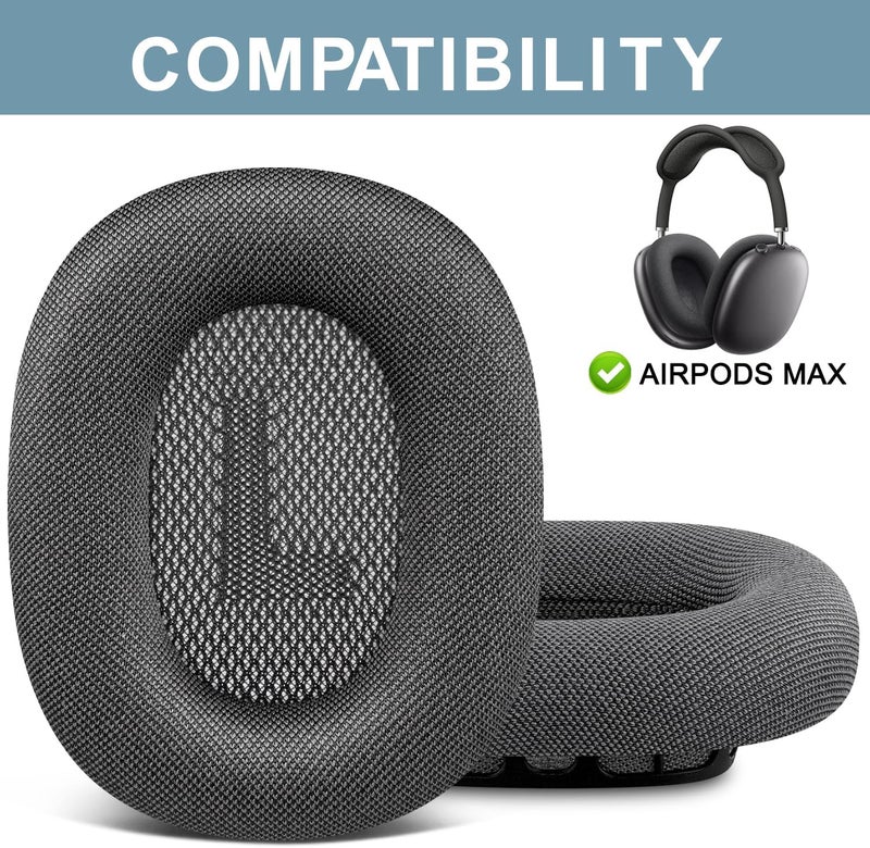 SOPROM Ear Cushions for Airpod Max Over-Ear Headphones Earpads Replacement Covers Cups Pads with Durable Mesh Fabric, Softer Foam - Space Gray - Image 2